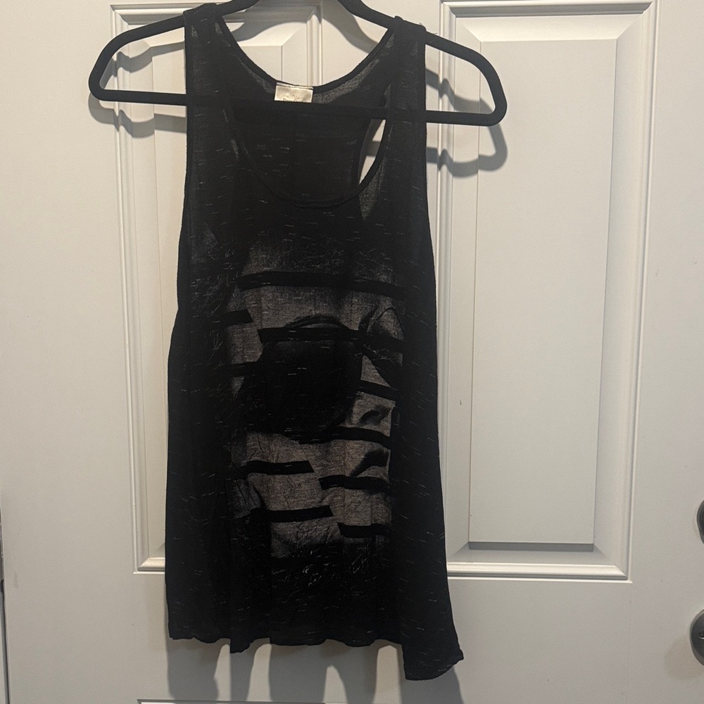 Pretty Good Black Sheer Graphic Tank Top